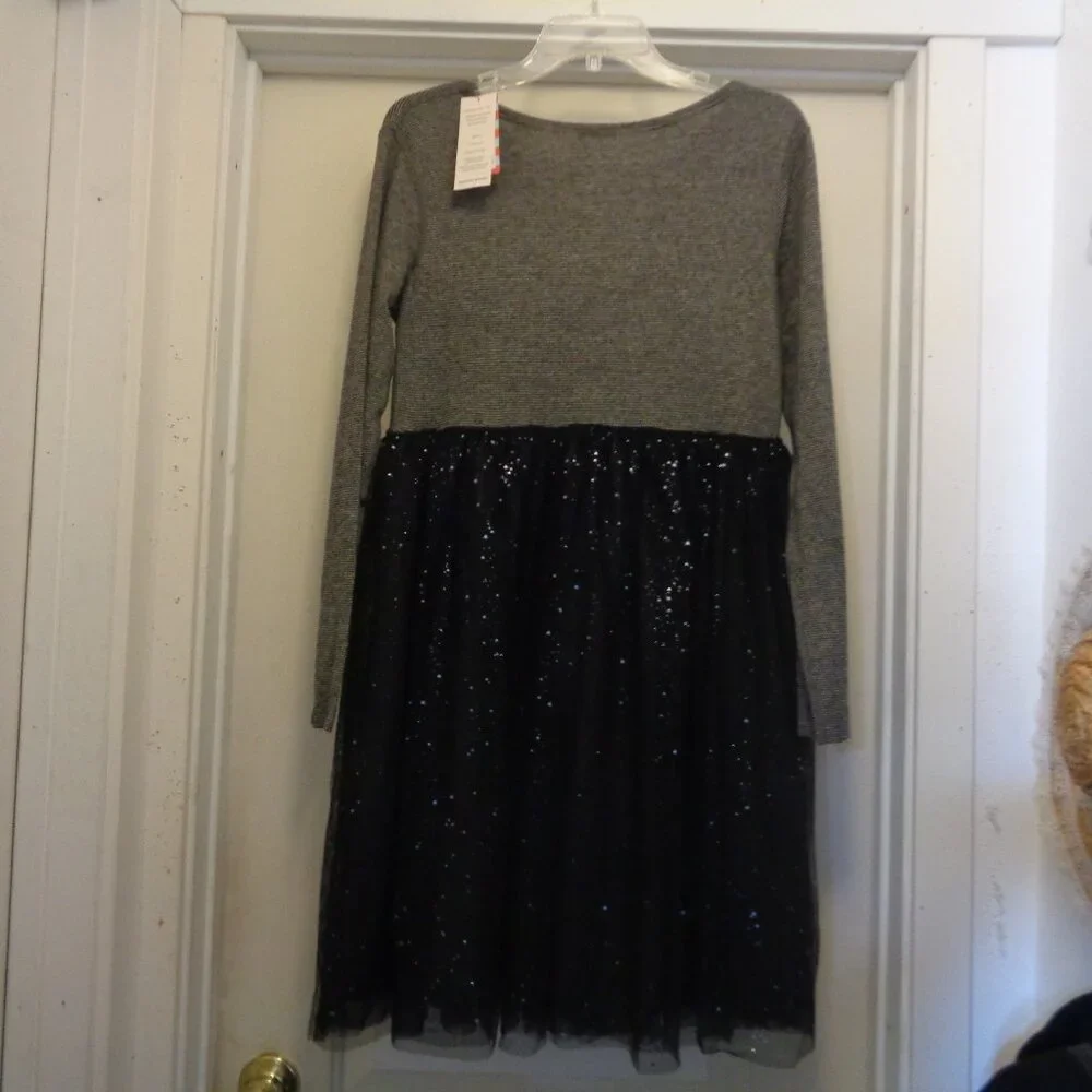 TULLE SPARKLE FULL SKIRTED STRIPES AND NETTING DRESS BY CAT & JACK GIRLS XX LG